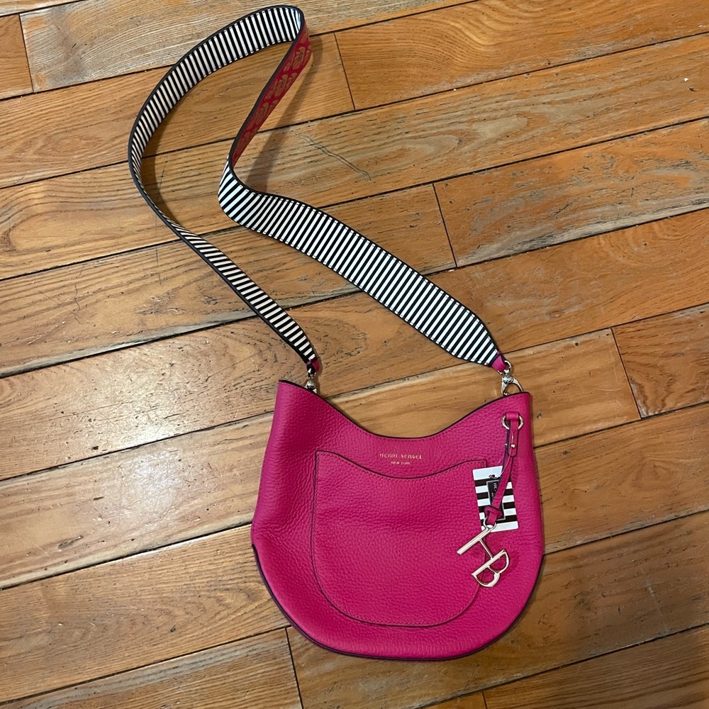NWT RARE Henri Bendel 57th St Hobo Pink Crossbody Bag with Guitar Strap